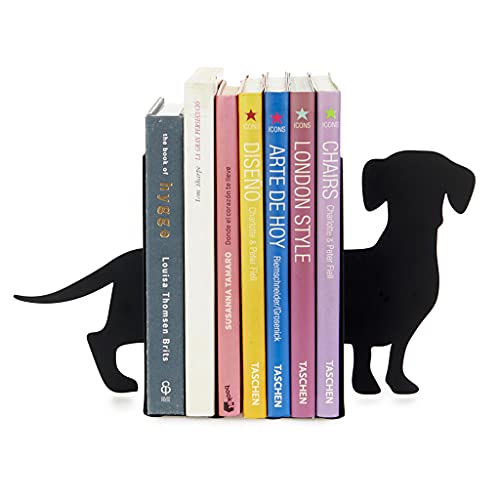 Balvi Sujetalibros Teckel Color Negro Soporte para Libros de Estantería en...