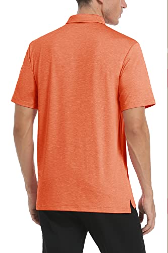 Tacvasen Golf Shirt For Men Short Sleeve Casual Performance Golf Hiking Collared Polo T-Shirt Orange, 2Xl #TOP2