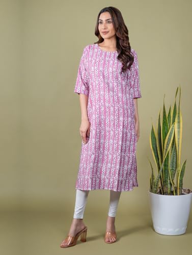 Image of Women's Straight Fit Printed Crepe Kurta, Casual Wear Kurti Design No 127