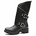 GLOBALWIN Women's Motocycle Boots Distressed Brown Boots For Women Fashion Dressy Mid Calf Comfortable Chunky Heel Size 8.5M