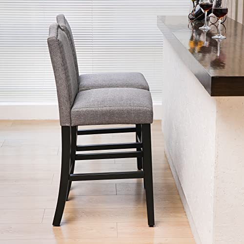 Dagonhil 24 Inches Counter Height Bar Stools With Bronze Nail For Dining Room, Gray, Set Of 4 #TOP6