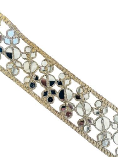 Dentelle zari dorée indienne de 5,8 cm de large pour customiser vos robes - 2