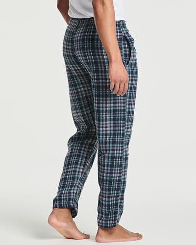 Real Essentials 3 Pack: Mens Fleece Plaid Pajama Pants - Lounge Pajama Bottoms(Available in Big & Tall) Set 3,3XL3
