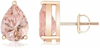 2.00 Ct Pear Cut Simulated Morganite Stud Earrings 14K Rose Gold Finish 925 Silver, Peach