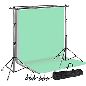 SLOW DOLPHIN Photo Video Studio Triple Crossbar 10 (W) x 8.5 (H) ft Adjustable Photography Backdrop Background Support Stands, with Mounting Bracket and 6 Pcs Spring Clamp, Carry Bag