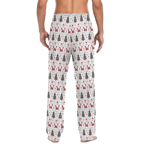 Mens Pajama Pants Santa Claus Christmas Tree Soft Lounge Sleep Pj Bottoms with Drawstring Pockets3