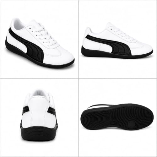 Image of Men's White and Black Lace-Up Sneakers for Sports