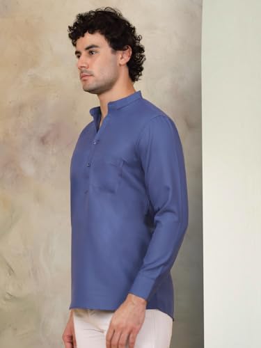 Image of Jompers Men's Cotton Regular Fit Solid Short Kurta