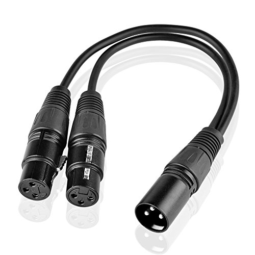 SIENOC Cable XLR Y-Splitter Cable de Micrófono de 3 Pines a XLR Macho a Doble Hembra Negro