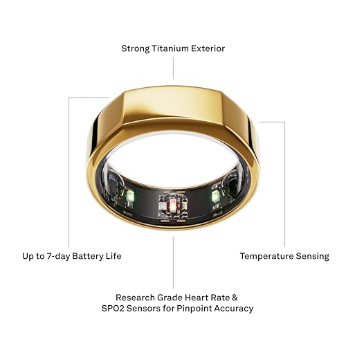 Oura Gen3 Heritage Smart Ring - Size 13, Gold | Sleep, Heart Rate And Fitness Tracking Wearable - Up To 7 Day Battery Life - Ios/Android Compatible - Size First With Oura Sizing Kit - 9