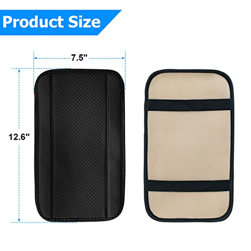8Sanlione Car Armrest Storage Box Mat, Fiber Leather Car Center Console Cover, Car Armrest Seat Box Cover Accessories Interior Protection For Most Vehicle, Suv, Truck, Car (Black) #TOP1