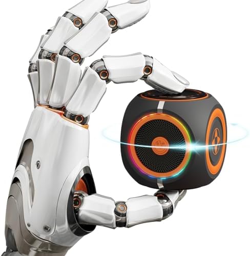 Small Bluetooth Speaker, Mini Portable Rotating Wireless Speaker,Cool Tech Gadgets and Colorful Lights, Ideal Gift for Men,Women (Black)