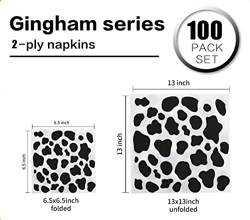 100 Pcs Cow Print Napkins Animals Cow Birthday Party Supplies,Cow Print Party Napkins Dessert Paper Napkins For Baby Shower Cow Themed Party Decorations #TOP2