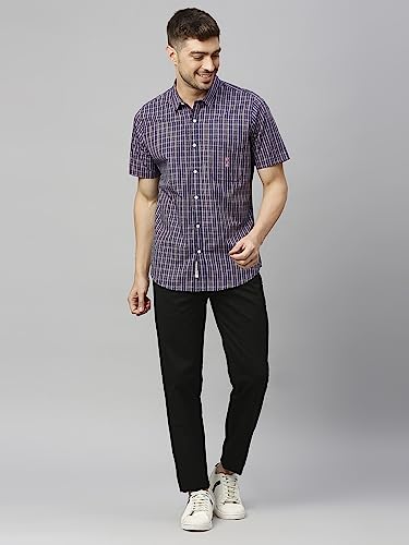 Image of Thomas Scott Mens | Half Sleeve Checkes | Printed | Slim Fit | 100% Cotton | Spread Collar | Shirts
