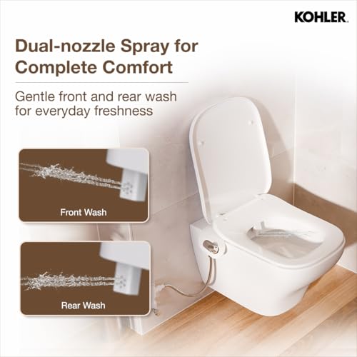 Image of Kohler M120 Universal PureWash Bidet Attachment | Handsfree Front and Rear Wash Bidet Spray Attachment for Toilet Seat