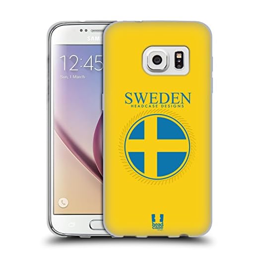 Head Case Designs Svensk Flagga Flagga patchar set 2 Mjuk Gel Fodral Kompatibelt med Samsung Galaxy S7