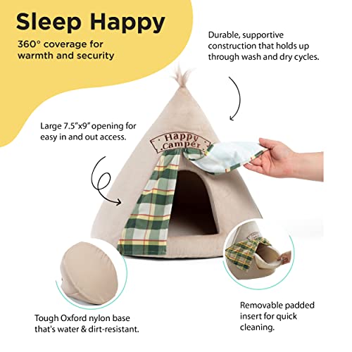 Best Friends by Sheri Novelty Pet Hut, Covered Domed Cat and Dog Bed, Washable Microfiber, Teepee Camper - Image 3