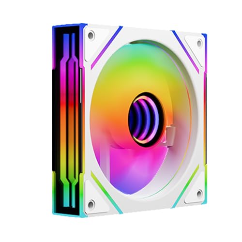 Image of prism4 EX 120mm PC Reverse Blade ARGB Case Fan,Infinity Mirror RGB Light Effect 5V 3PIN Motherboard Light Sync 800~1850RPM PWM PC Fans (White Reverse-1Pack)