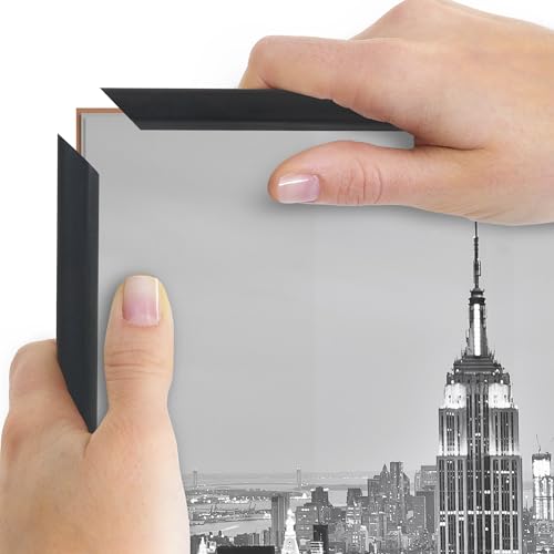 Americanflat 16x24 Poster Frame with Polished Front Cover - Set of 3 - Slide-In Photo Frame with Buildable Molding - Fusion Collection - Picture Frames for Wall Display - Black