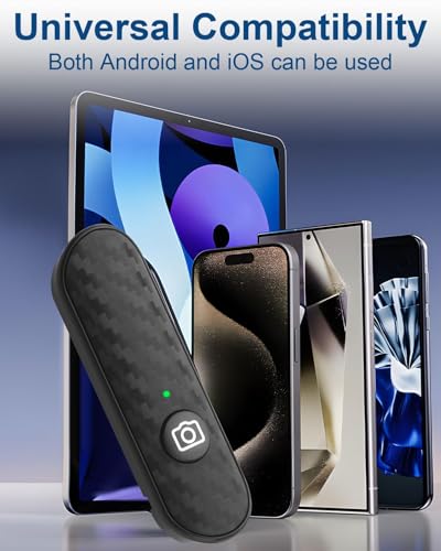 Disparador Remoto Bluetooth Compacto, Diseño de Fibra de Carbono, Control Remoto Recargable, Compatible con Teléfonos Inteligentes iOS y Android, Alcance de 10 m, Carga Tipo C - imagen 5