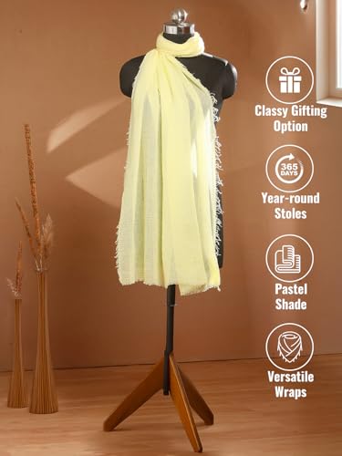 Image of Crinkled PolyCotton Scarf for Women - 180 x 90 cm Stole for Women | PolyCotton Scarf for Summers, Head Cover for Women | Lightweight Scarf for Women | Women Accessory