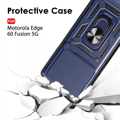 Image of Luxe Back Cover for Motorola Edge 60 5G / Motorola Edge 60 Fusion 5G | D10 Tough Armor Case | Sliding Camera Shield | 360 Protection | Kickstand Ring Holder | Military-Grade Shockproof Bumper Case