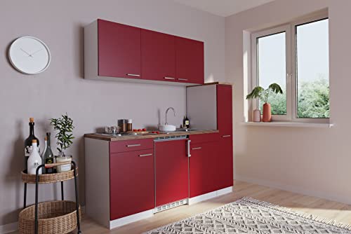 Respekta Luis Küchenzeile, Holzwerkstoff, Rot, 180 cm