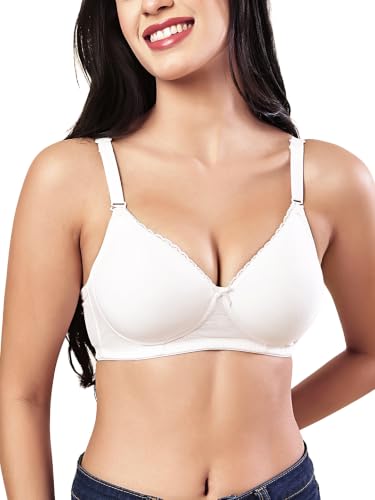 Image of Women's Seamless Padded Non Wired Cotton Stretch Everyday Bra| Detachable Straps | Transparent Straps Included