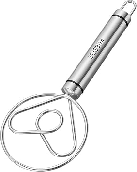 Stainless Steel Dough Kneader, 304 Stainless Steel Danish Whisk, 8.4 x 3.3 inches, Silver, French Style