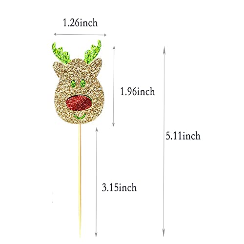 35Pcs Christmas Cupcake Toppers, Glitter Double Sided Assembled Holiday Cake Topper Christmas Party Picks Toothpicks Home Decor Supplies Favors #TOP3