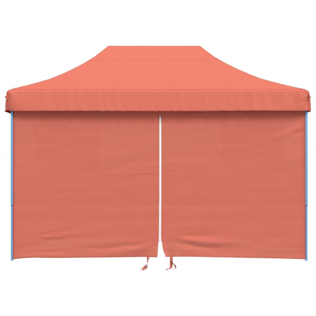 Markiza Pop-up 4 ścianki terakota 410 x 279 x 315 cm | Dach z tkaniny Oxford z powłoką PCW, przezroczyste okna, wejście z zamkiem błyskawicznym, rama stalowa