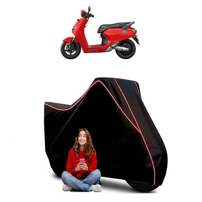 Image of Bounce Infinity E1 Scooty Bike Cover Water Resistant Outdoor Use Universal Fit Scooters Motorcycles Heavy Duty UV Protection Dust Rain Scratch Resistant Elastic Bottom Black Blue Piping