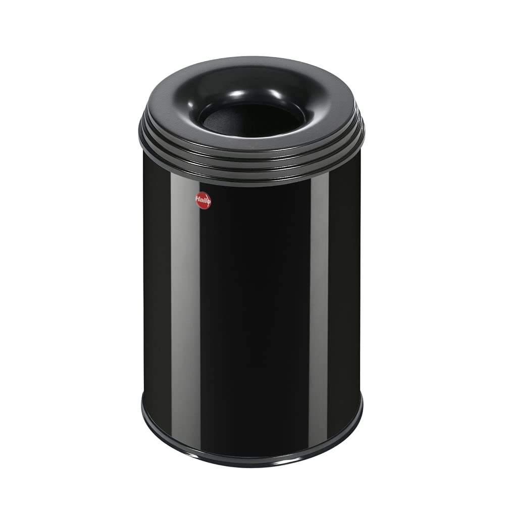 Hailo ProfiLine Safe M Flammenlöschender Papierkorb (aus Stahlblech, Deckel schwarz, 14 Liter) 0915-422