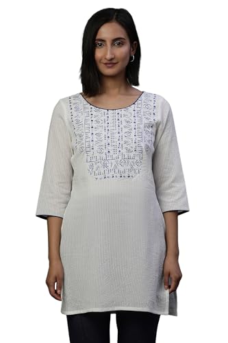 Image of Aurelia Women's Embroide Cotton Blend Straight Kurti