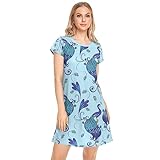 vvfelixl Peacocks Nightgown Sleepwear for Women,Summer Women Sleep Shirts Pajama Dress Oversized XL