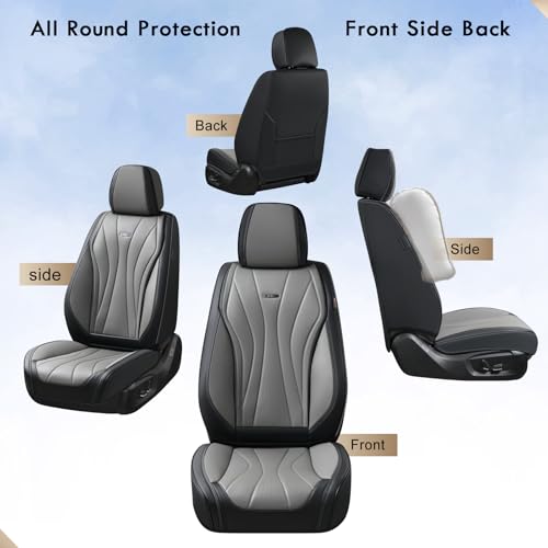 Image of Coverado Front Seat Covers, 2 Pack Leather Seat Cover for Cars, Waterproof Seat Covers, Front Seat Car Seat Protectors, Driver Car Seat Cushions Universal Fit for Most Vehicles, Black&Gray