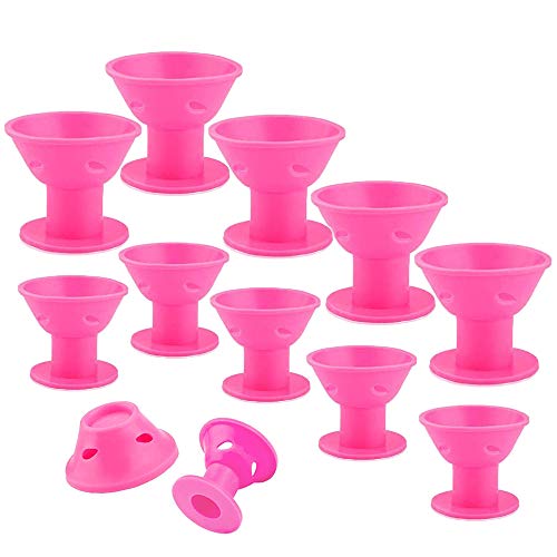 Silicone Hair Rollers Curlers 10Pcs (PINK)