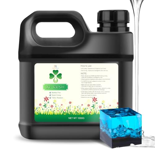 Resina UV transparente 1000 g – Resina epoxi transparente UV para la fabricación de joyas DIY – resina ultravioleta de bajo olor resina epoxi de curado rápido para moldes de resina, fundición