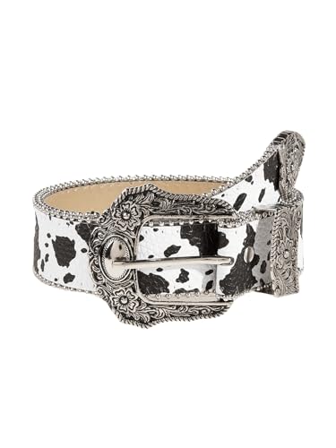 Verdusa Women's Cow Print Western Leather Belt Fashion Waist Belts