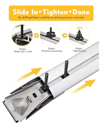 Image of T Slot Bolts for Roof Rack Cross Bars, Platform, Cargo Basket, Stainless Square T Track Bolt Adapter to Secure Bike /Ski /Kayak Rack, Solar Panel, Awning, 4mm Thick