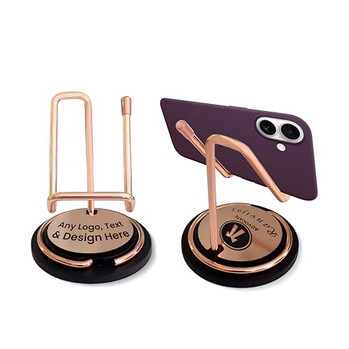 Image of SAVRI Personalized Mobile Stand - Customized with Name, & Company Logo |Desk Phone Holder for Office & Home | Corporate Branding Gifts, Employee Kit, Business Promotion & Personal Gifting - Pack of 2