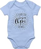 Statement Sprüche Baby - Ich Habe den besten Opa der Welt - 6/12 Monate - Babyblau - Strampler Opa - BZ10 - Baby Body Kurzarm für Jungen und Mädchen