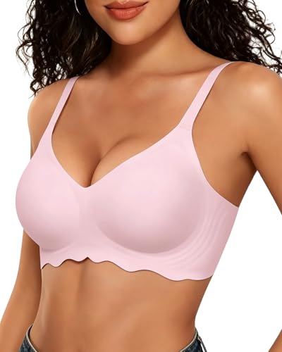 Image of HORISUN Wireless T Shirt Bra Seamless Push Up Bralette Full Coverage V Neck Comfortable Bras for Women