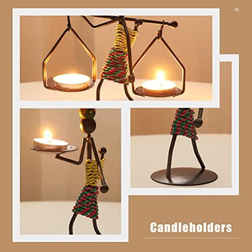 Balacoo 3pcs Tealight Candle Holders African Figurine Candle Holder Iron Ethnic Vintage Style Tea Light Holders Statue Decor Collectible