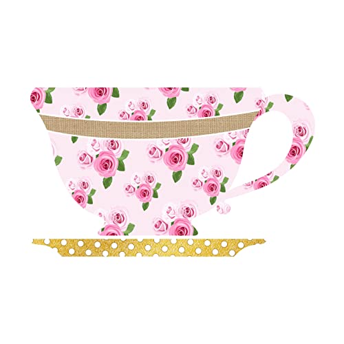 Image of Pretty UR Tea Party Theme Paper Cutouts for Birthday Decoration, Pink Party Supplies Decor - 10 Pieces