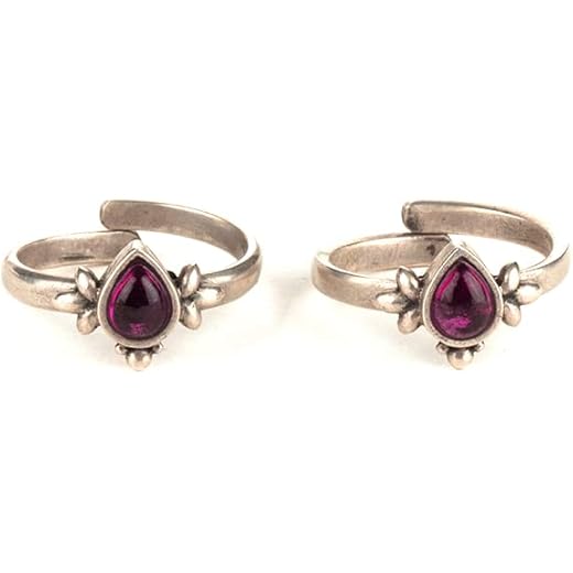 CaratLane Andamaina Pink Stone Toe Rings Adjustable