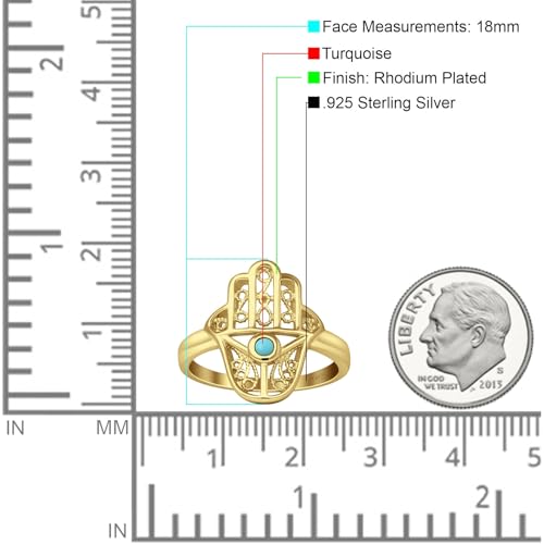 Blue Apple Co. Art Deco Ring 18mm Round Cubic Zirconia Evil Eye Hamsa Hand Ring Filigree Beaded Design Fashion Statement Wedding Rings For Women 925 Sterling Silver Birthday Gift For Her4