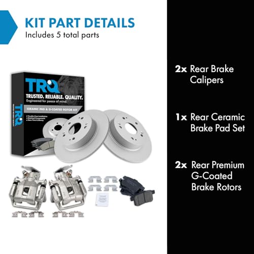 Image of TRQ Rear Brake Pad and Rotor Set Ceramic Solid Rotors Calipers | For 2013-2017 Honda Accord