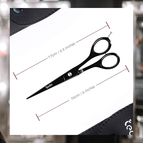 Tecto Barber Scissors, Professional 6.6 inches Stainless Steel Hair Cutting Scissors, Extra Sharp Hair Cutting Scissors For Men/Women with free leather case.