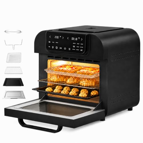 16L Air Fry Oven with Rotisserie Large Capacity Up to 230C 9 Smart Cooking Functions Air Fry Roast Grill Bake Dehydrate & More Easy Digital Controls Countertop Oven
